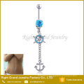 Rhinestone Rudder Anchor Basic Body Piercing Jewelry Belly Button Navel Ring